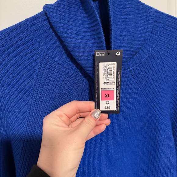 NWT Marks and Spencer Soft Touch Ribbed Roll Neck Jumper - Blue XL - Picture 3 of 11
